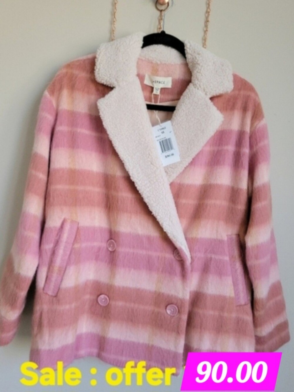 L Space plaid fuzzy jacket size xs